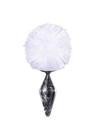 Glass Bunny Tail Butt Plug - Small - Black