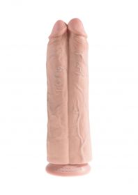 11 Inch Two Cocks One Hole - Flesh