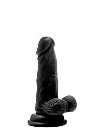 Realistic Cock - 6 Inch - With Scrotum - Black